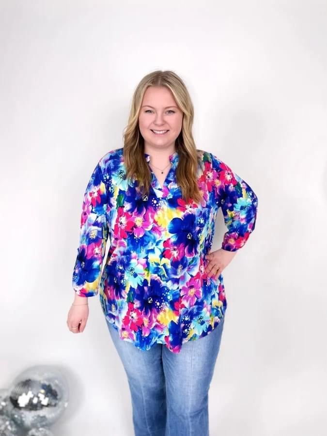 Lizzy Top in Indigo Island Floral Top