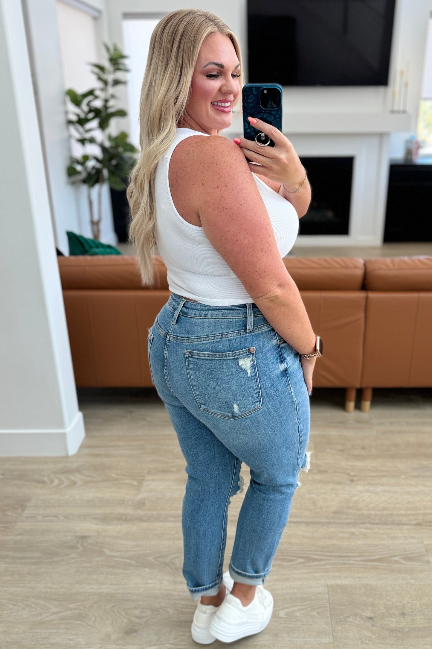 Frankie High Waist Distressed Boyfriend Jeans