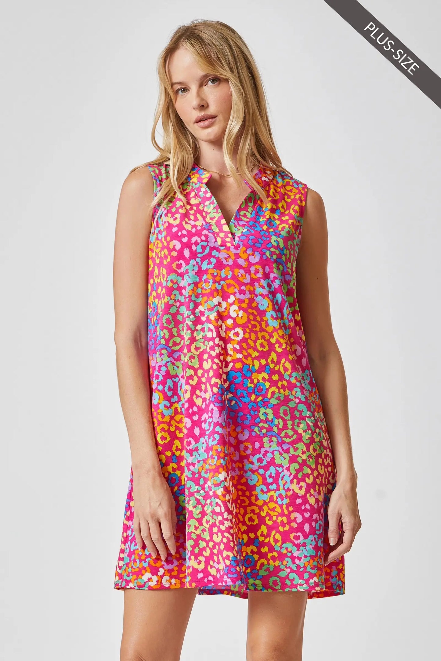 Lizzy Tank Dress in Hot Pink Multi Leopard