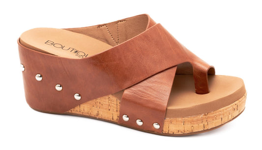 The Tidbit Slide On Wedge Sandal in bourbon