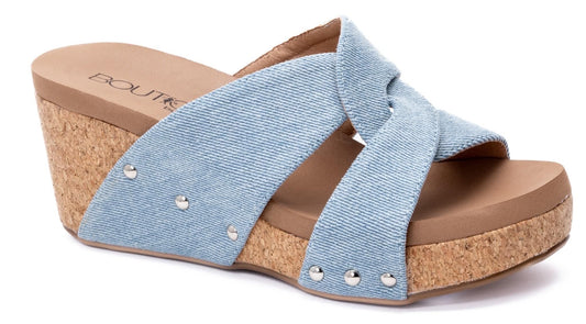 The Bonny Wedge in Blue Denim