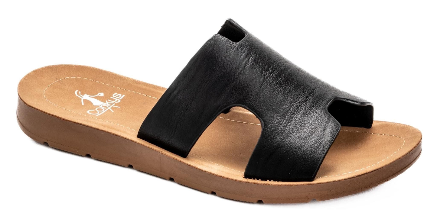 Corkys Bogalusa Sandal in Smooth Black