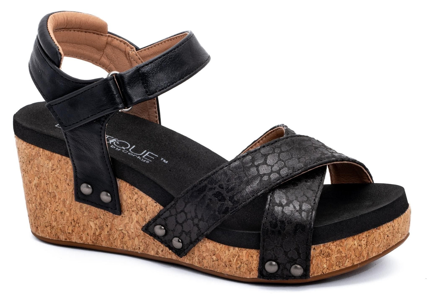 The Kindle Wedge Sandal in Black Leopard