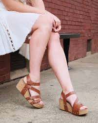 Giggle Wedge Sandal in Carmel