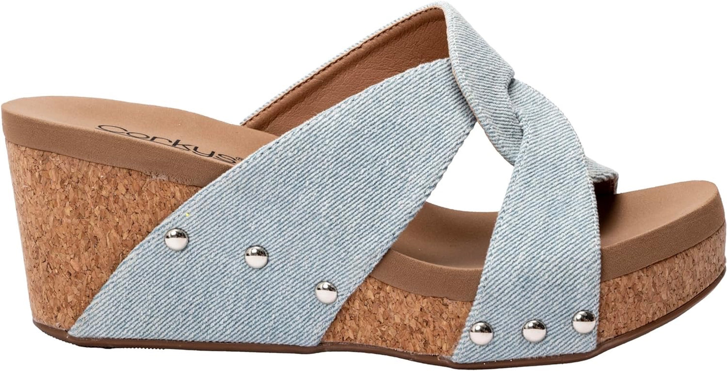 The Bonny Wedge in Blue Denim