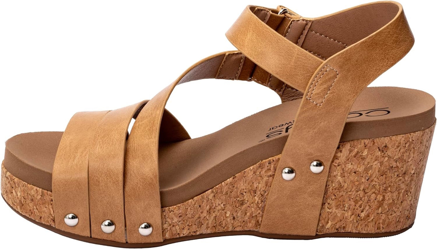 Giggle Wedge Sandal in Carmel