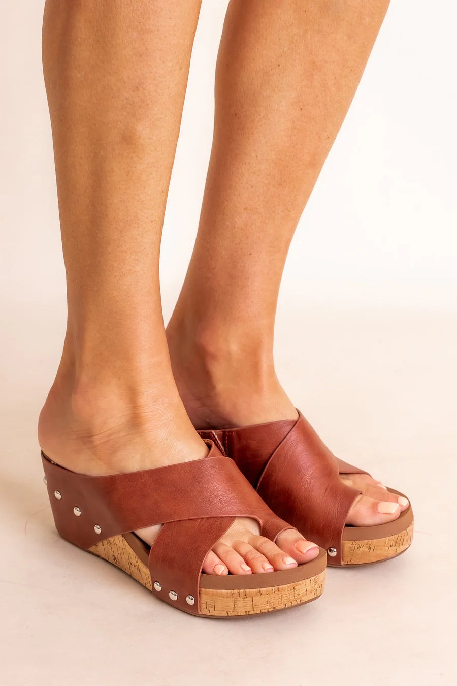 The Tidbit Slide On Wedge Sandal in bourbon