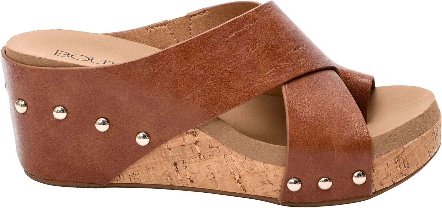 The Tidbit Slide On Wedge Sandal in bourbon