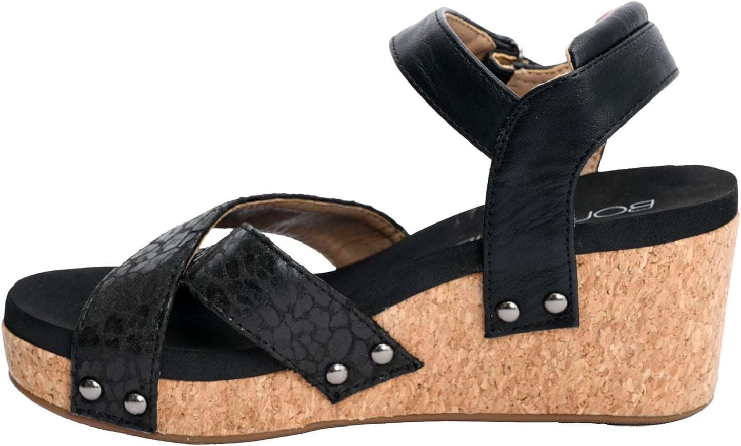 The Kindle Wedge Sandal in Black Leopard