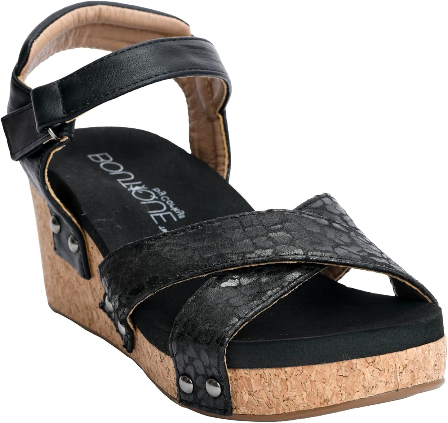 The Kindle Wedge Sandal in Black Leopard