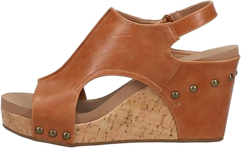 Corkys Tiffanee Wedge Sandal- Cognac