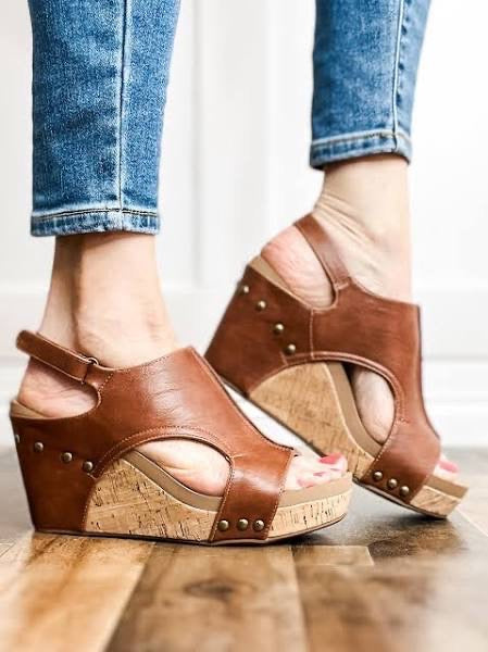 Corkys Tiffanee Wedge Sandal- Cognac