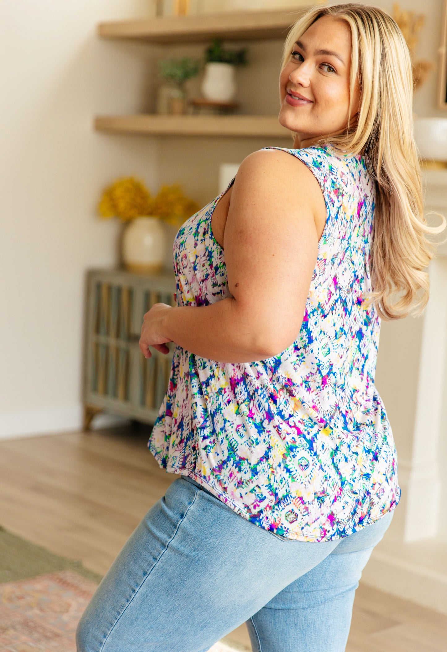 Lizzy Tank Top in Tie Dye Damask