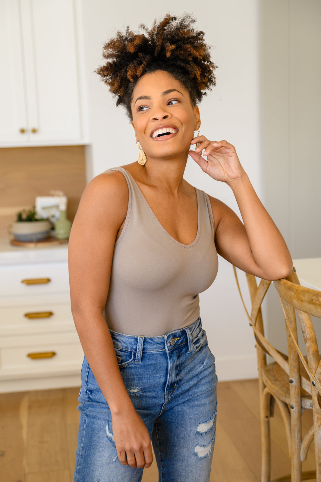 The Basics Bodysuit In Light Mocha