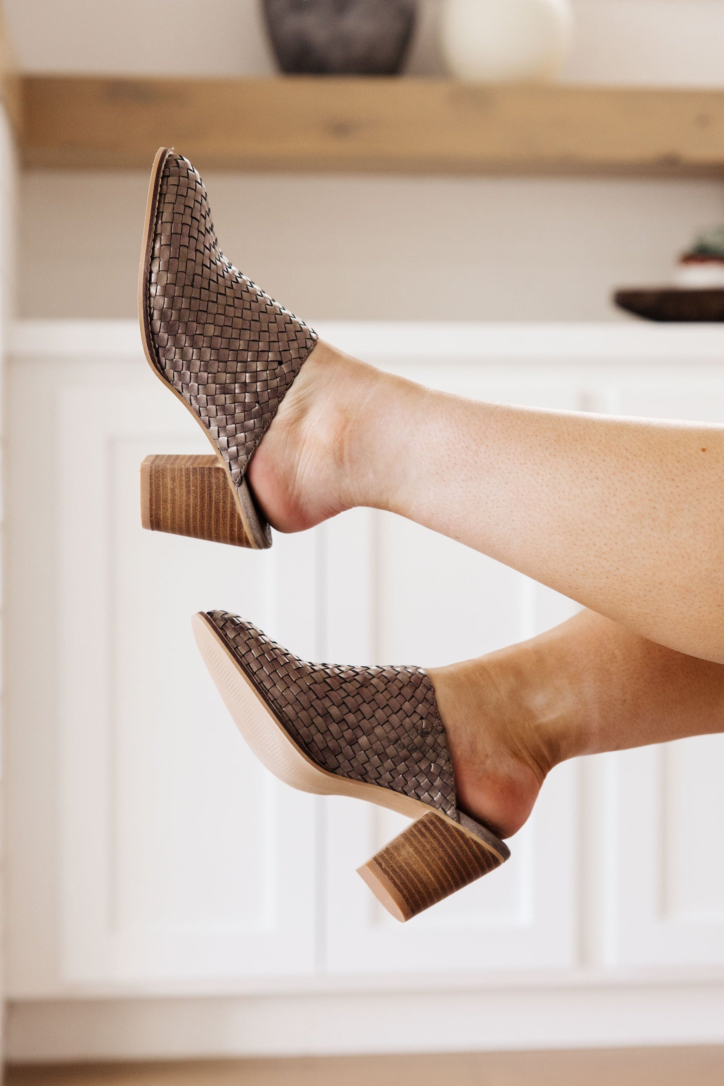 Walk With Me Woven Mules - Bronze